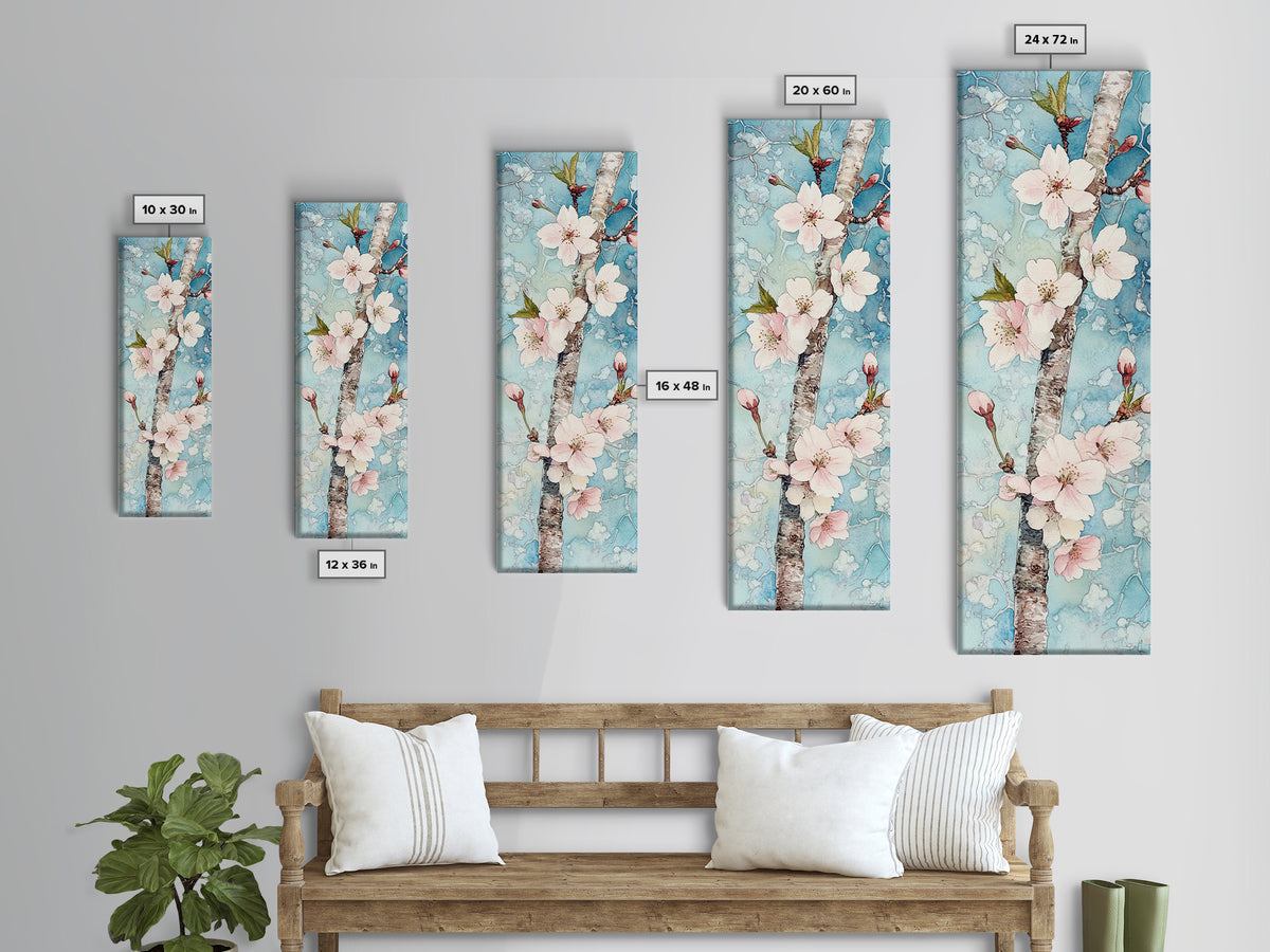 Blossoming Sakura Tree Branch Artwork - Framed Canvas Print for Japanese Wall Art, Cherry Blossom Decor, Pink Floral Art, Botanical Wall Print