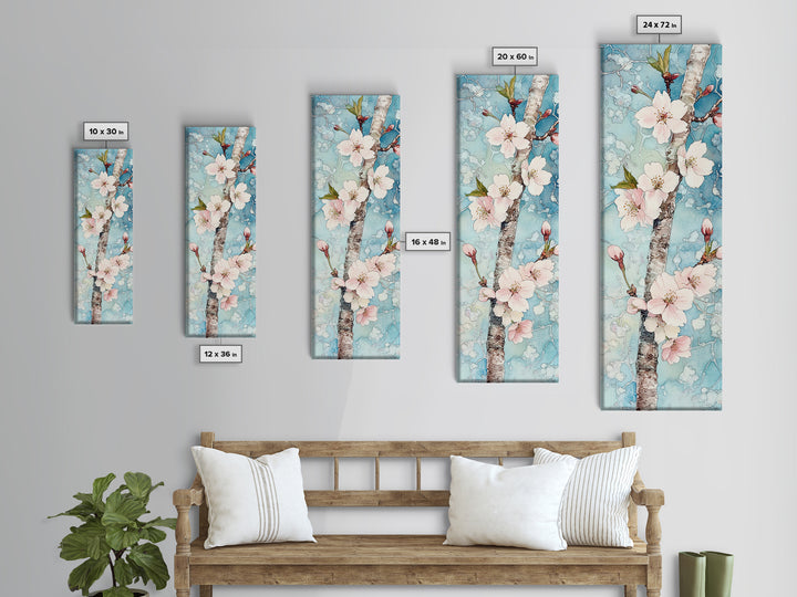 Blossoming Sakura Tree Branch Artwork - Framed Canvas Print for Japanese Wall Art, Cherry Blossom Decor, Pink Floral Art, Botanical Wall Print