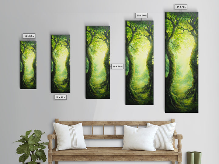 Fantasy Forest Landscape Painting Canvas Print, Tall Narrow Wall Art, Tall and Skinny Painting, Landscape Wall Art, Accent Piece
