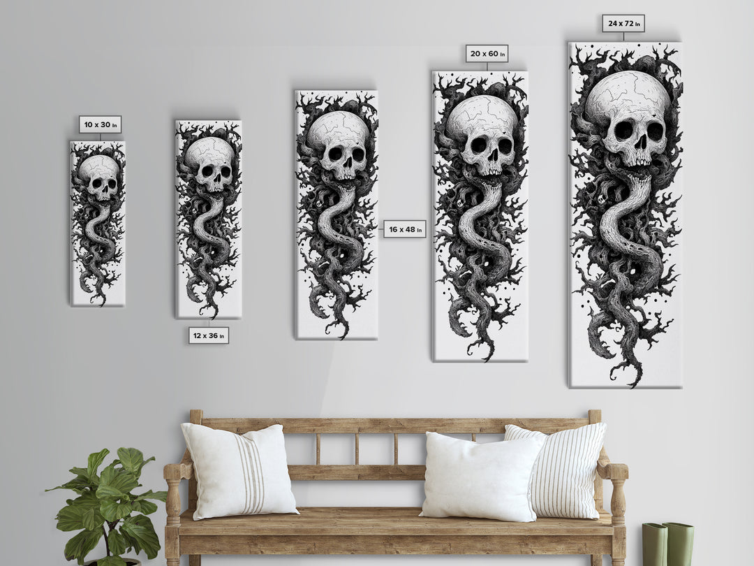 Cosmic Horror Wall Art Framed Canvas Print, Skull Art, Skull Painting Print, Skull Wall Art, Halloween Decor