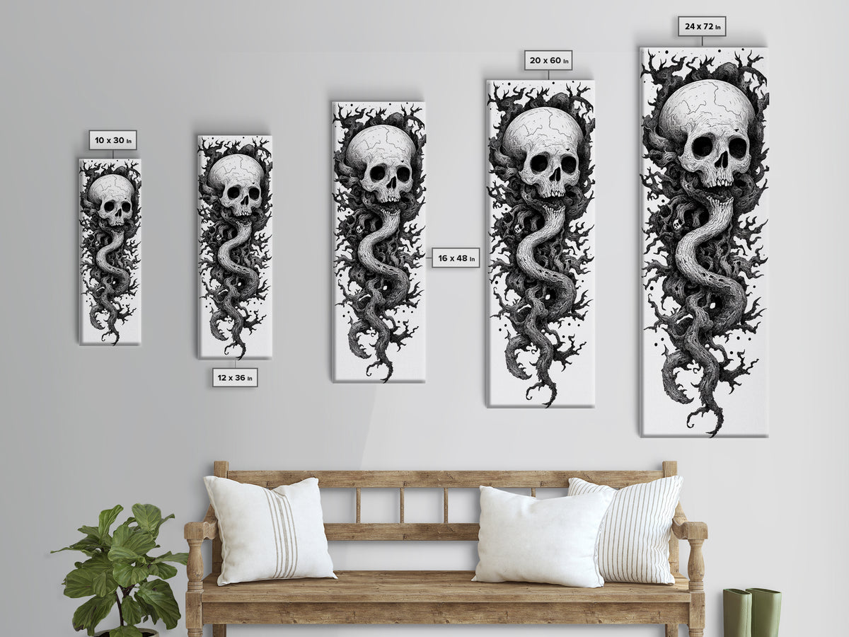 Cosmic Horror Wall Art Framed Canvas Print, Skull Art, Skull Painting Print, Skull Wall Art, Halloween Decor