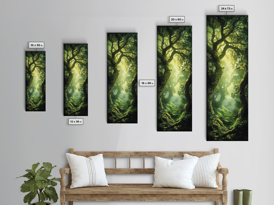 Light Twists Through the Bent Trees, Framed Canvas Print, Accent Piece Wall Art, Fantasy Landscape Painting