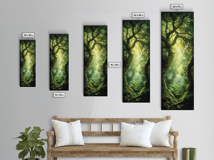 Light Twists Through the Bent Trees, Framed Canvas Print, Accent Piece Wall Art, Fantasy Landscape Painting