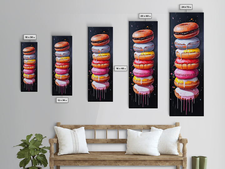 Cute Oil Painting Print of Macaroons - Kitchen Wall Art - Kitchen Decor - Framed Canvas Print - Preppy Kitchen Art - Girly Decor - Food Painting