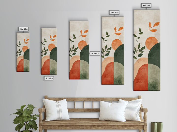 Canvas Print of Abstract Minimalist Art with Sage Green Wall Art, Orange Accents, Boho Decor, Southwest Wall Art, Above Couch Art, Living Room Art