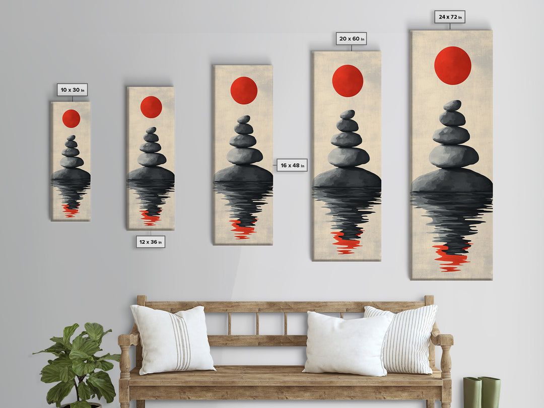 Canvas Print of Zen Art with Stacked Stones, Japanese Inspired, Minimalist Wall Art, Meditative Decor, Above Couch Art, Zen Wall Art, Peaceful Vibe