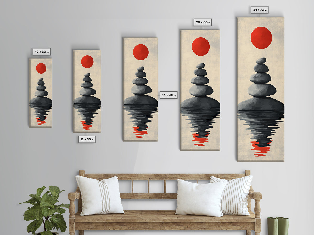 Canvas Print of Zen Art with Stacked Stones, Japanese Inspired, Minimalist Wall Art, Meditative Decor, Above Couch Art, Zen Wall Art, Peaceful Vibe