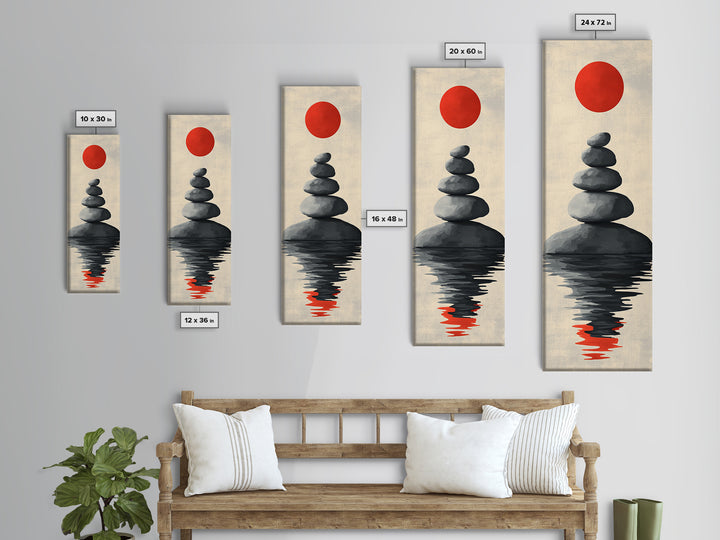 Canvas Print of Zen Art with Stacked Stones, Japanese Inspired, Minimalist Wall Art, Meditative Decor, Above Couch Art, Zen Wall Art, Peaceful Vibe