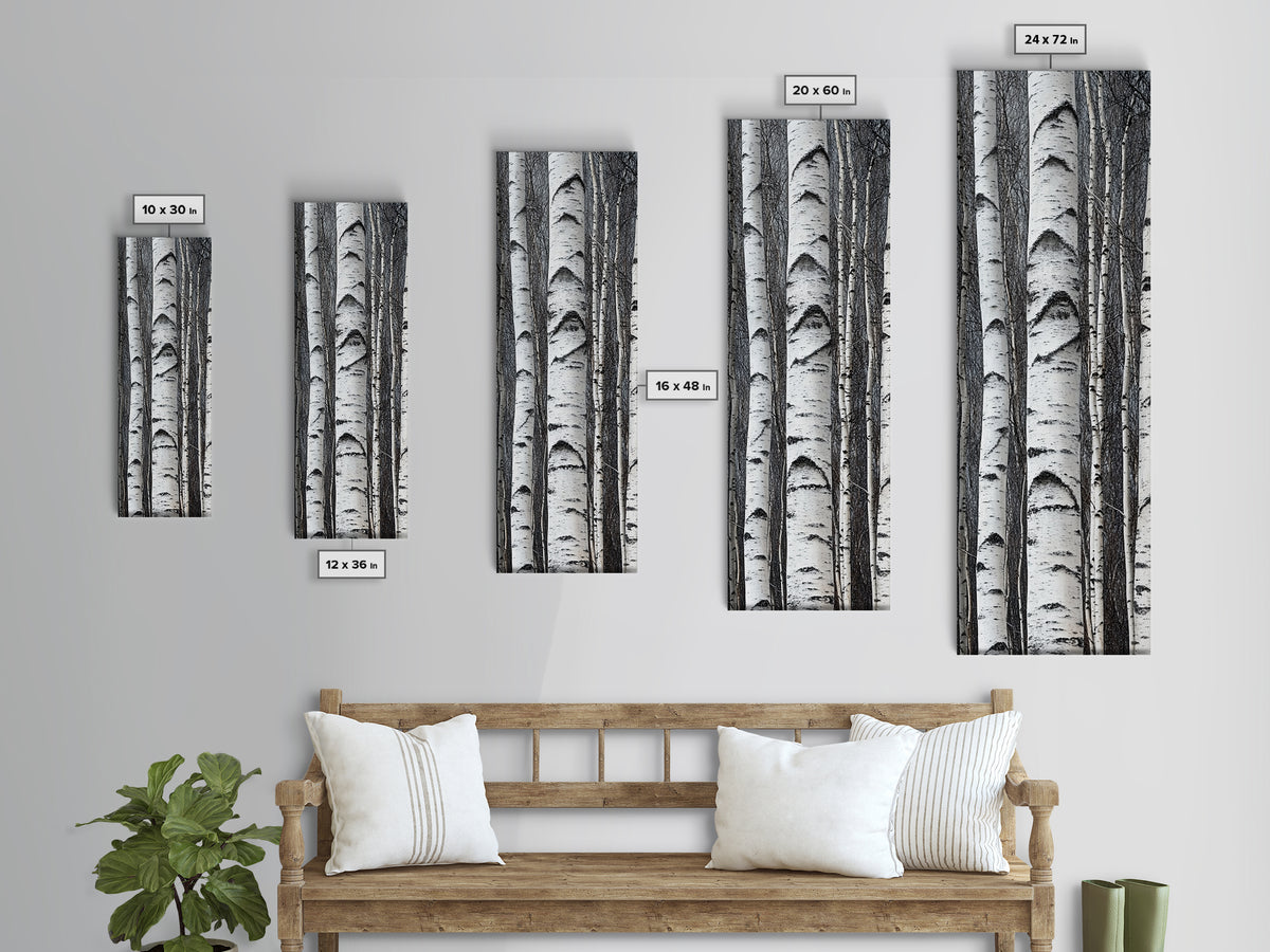 Birch Tree Forest Framed Canvas Print Rustic Nature Wall Art Farmhouse Rustic Bedroom or Living Room Decor