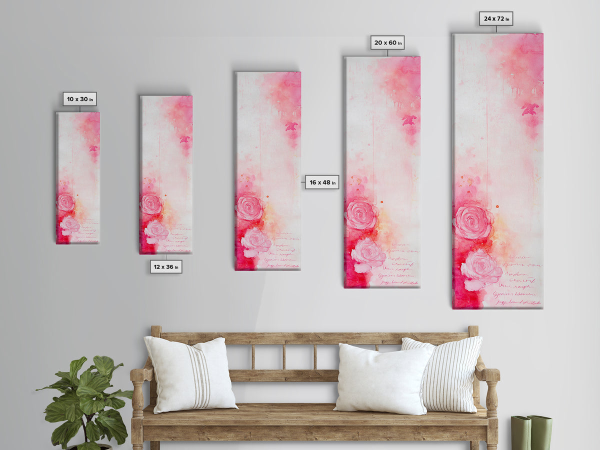 Rose Painting Framed Canvas Print Romantic Pink Art Light Abstract Wall Art Above Couch Art Gift Idea Living Room Wabi Sabi Decor