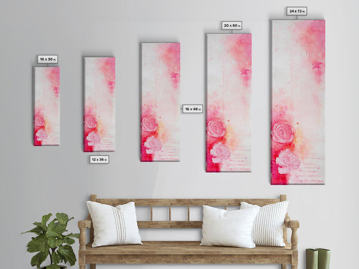 Rose Painting Framed Canvas Print Romantic Pink Art Light Abstract Wall Art Above Couch Art Gift Idea Living Room Wabi Sabi Decor