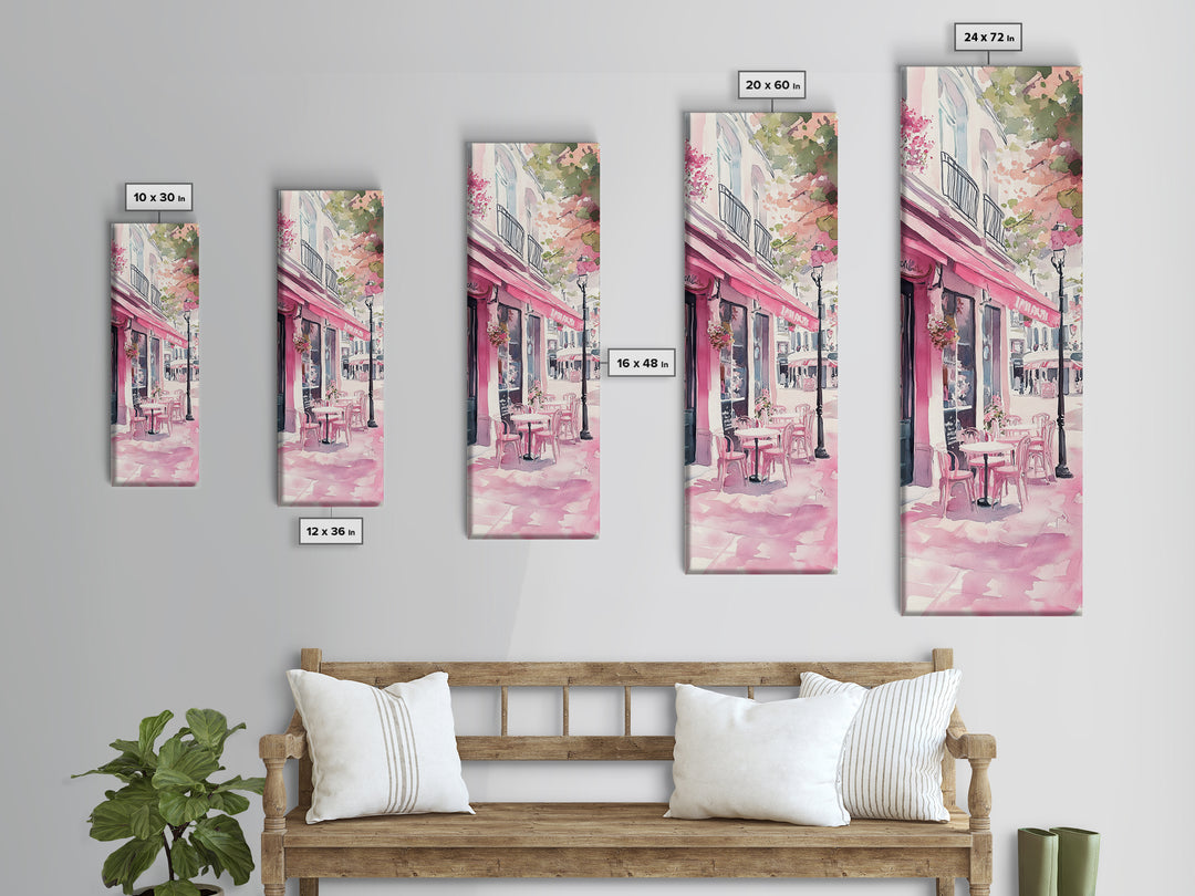 Pink Café Canvas Print Romantic French Bistro Painting Coastal Cowgirl Wall Art Above Bed Art Guest Room Gift Living Room Rustic Decor