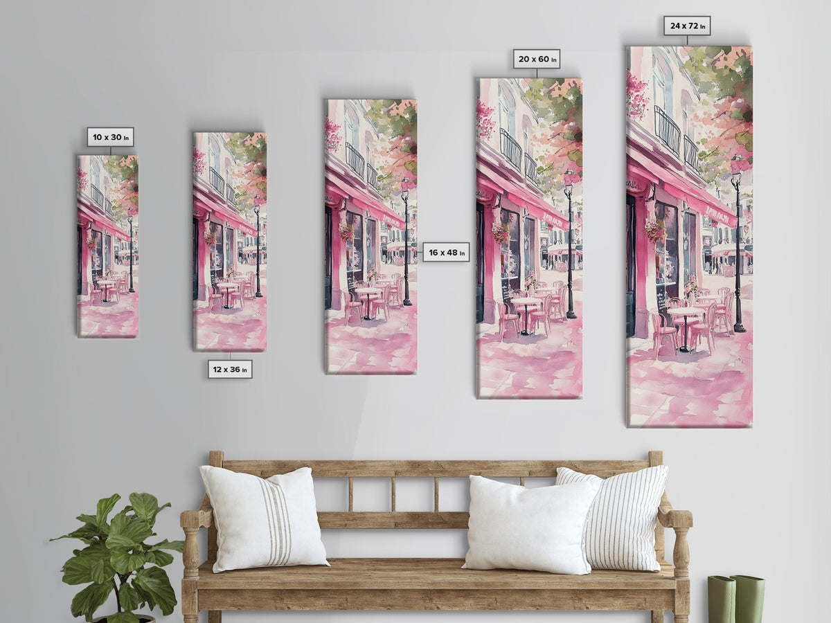 Pink Café Canvas Print Romantic French Bistro Painting Coastal Cowgirl Wall Art Above Bed Art Guest Room Gift Living Room Rustic Decor