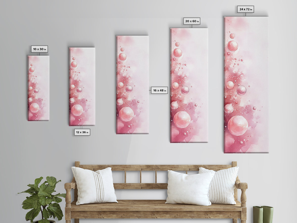 Bubble Abstract Framed Canvas Print Pink Abstract Art Minimalist Art Light Pink Wall Art Vertical Wall Art Living Room Art