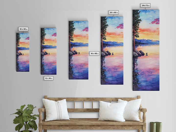 Canvas Print Lake Tahoe Art Coastal Landscape Sunset Wall Art Nautical Decor Horizontal Wall Art Living Room Art Christmas Gift