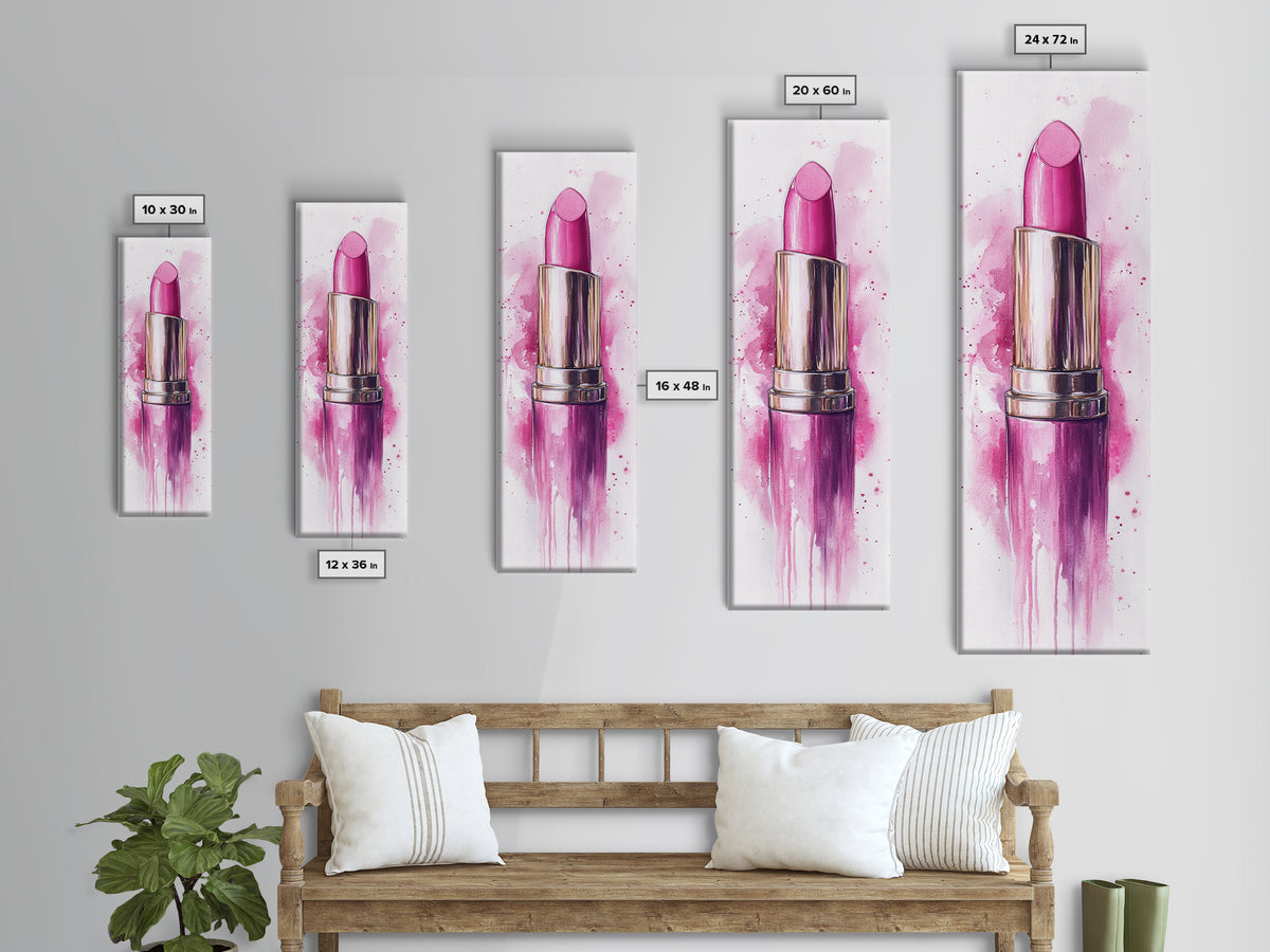 Bold Pink Lipstick Framed Canvas Print Feminine Modern Wall Art Beauty Decor Moody Pink Abstract Painting Bedroom Art Gift Idea