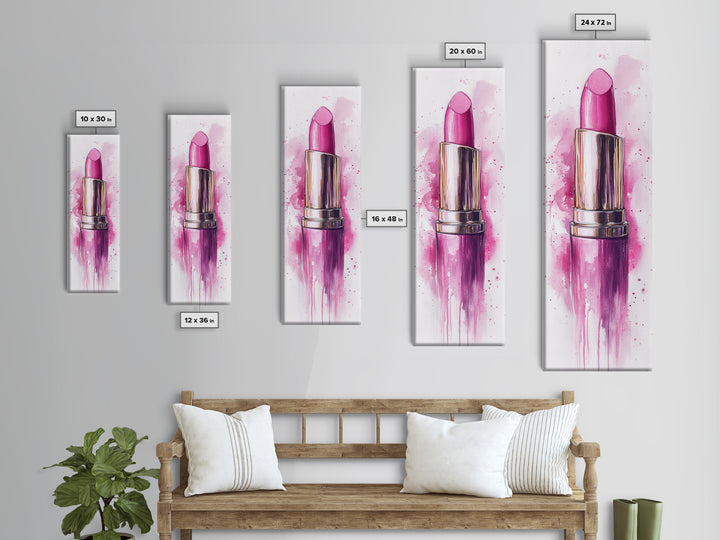 Bold Pink Lipstick Framed Canvas Print Feminine Modern Wall Art Beauty Decor Moody Pink Abstract Painting Bedroom Art Gift Idea