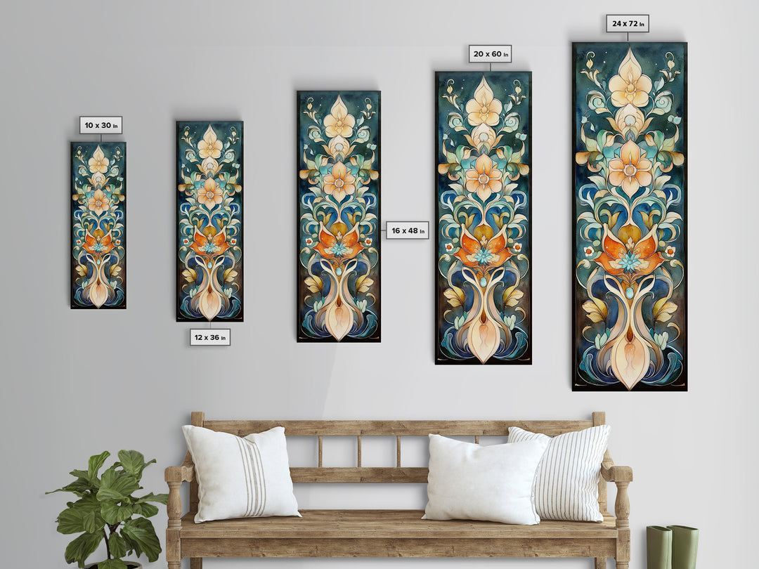 Canvas Print Moroccan Wall Art Botanical Prints Chinoiserie Wall Art Floral Rustic Decor Tall Narrow Wall Art Bedroom Art Christmas Gift