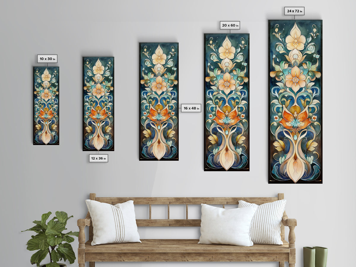 Canvas Print Moroccan Wall Art Botanical Prints Chinoiserie Wall Art Floral Rustic Decor Tall Narrow Wall Art Bedroom Art Christmas Gift