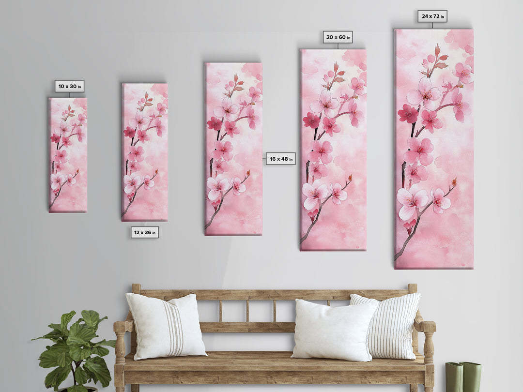 Delicate Cherry Blossom Framed Canvas Print Featuring Japanese-Inspired Botanical Prints for Bedroom or Living Room Wall Art