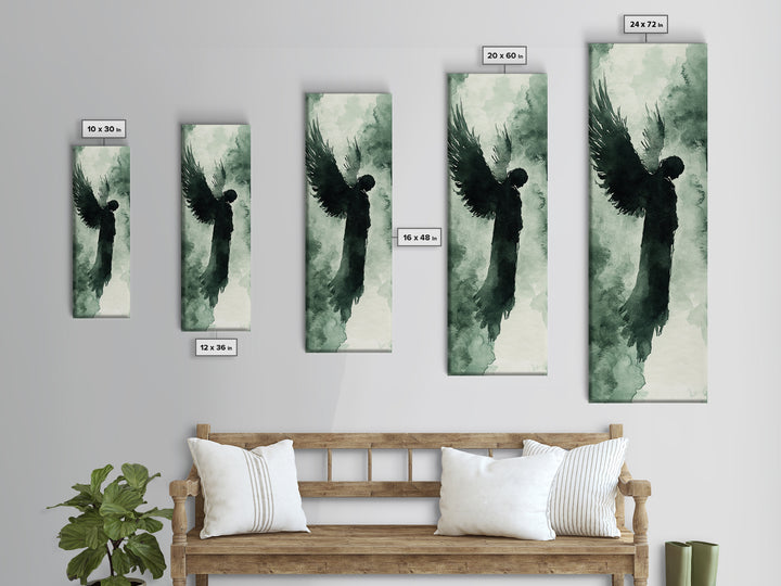 Dark Angel Silhouette Canvas Print Angel Art Prints Dark Angels Wall Art Moody Art Gothic Living Room Art Vertical Wall Decor