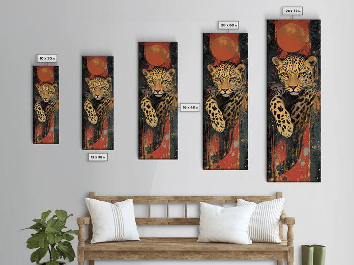 Striking Leopard Canvas Print with Abstract Background, Bold Wild Cat Wall Art, Ideal for Rustic Decor and Living Room Accent