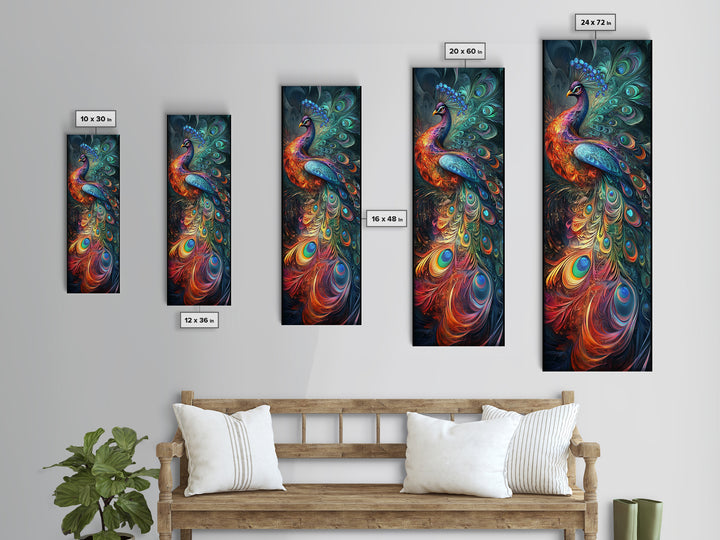 Ethereal Peacock Art Framed Canvas Print, Rustic Decor Accent Ideal for Moody Art and  Home Décor, Vibrant Bird Art