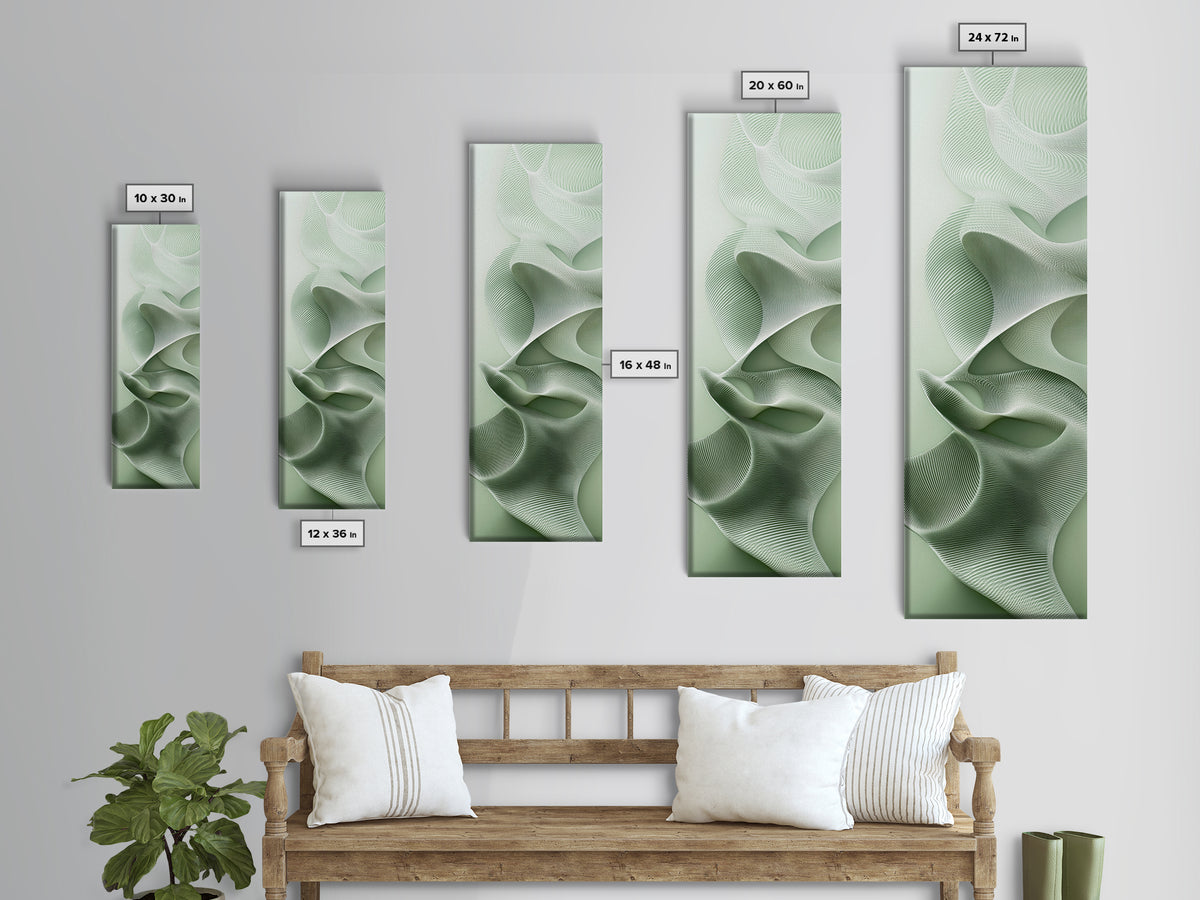 Sage Green Vertical Framed Canvas Print, Abstract Botanical Artwork, Wabi Sabi Minimalist Wall Art, Living Room Decor, Original Artwork