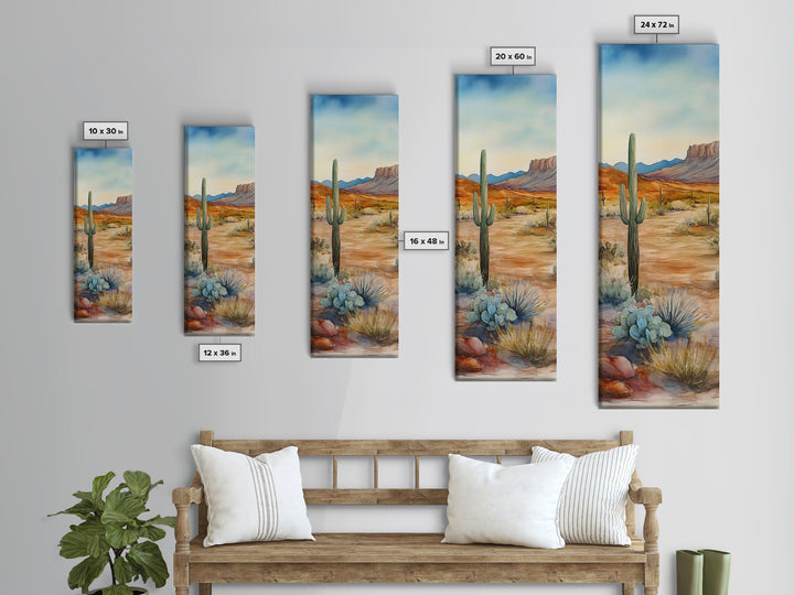 Canvas Print Desert Cactus Wall Art, Rustic Landscape Artwork, Southwest Farmhouse Decor, Bedroom Art, Gift Idea for Her
