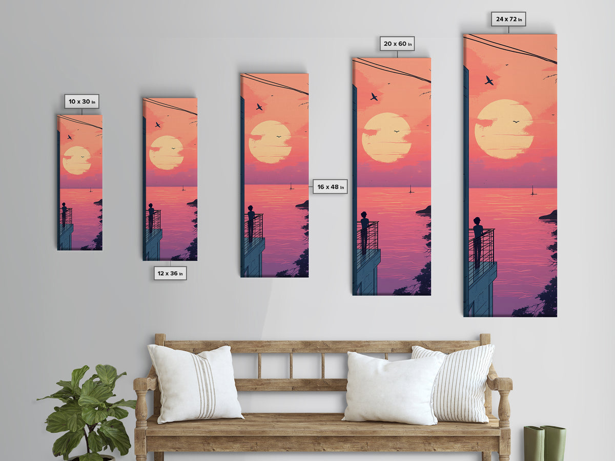Pastel Sunset Balcony Canvas Print Pink Orange Wall Art Coastal Cowgirl Art Bedroom or Living Room Farmhouse Decor Unique Piece