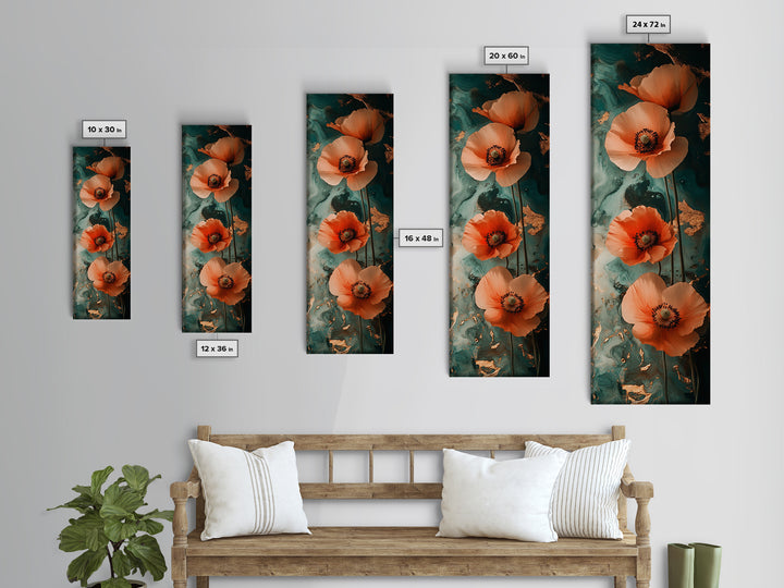 California Poppy Floral Framed Canvas Print | Wildflower Botanical Prints | Rustic Wall Art | Vertical Wall Art | Gift Idea Her