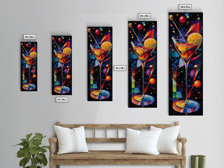 Vibrant Cocktail Glass Framed Canvas Print | Espresso Martini Wall Art | Whimsical Art | Living Room Art | Modern Decor | Kitchen Artwork