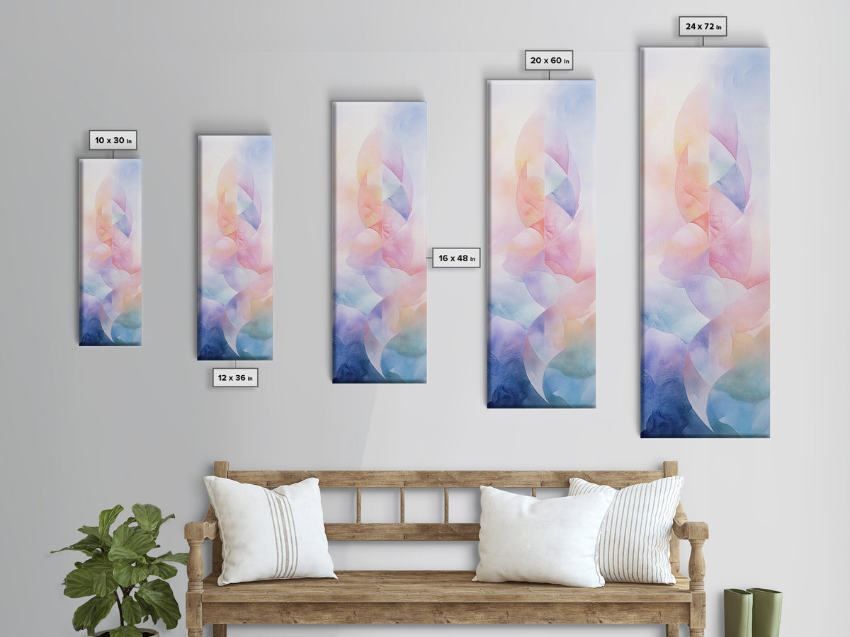 Pastel Abstract Canvas Print Featuring Light Pink Abstract Art, Geometric Wall Art, And Sage Green Accent Ideal Above Sofa