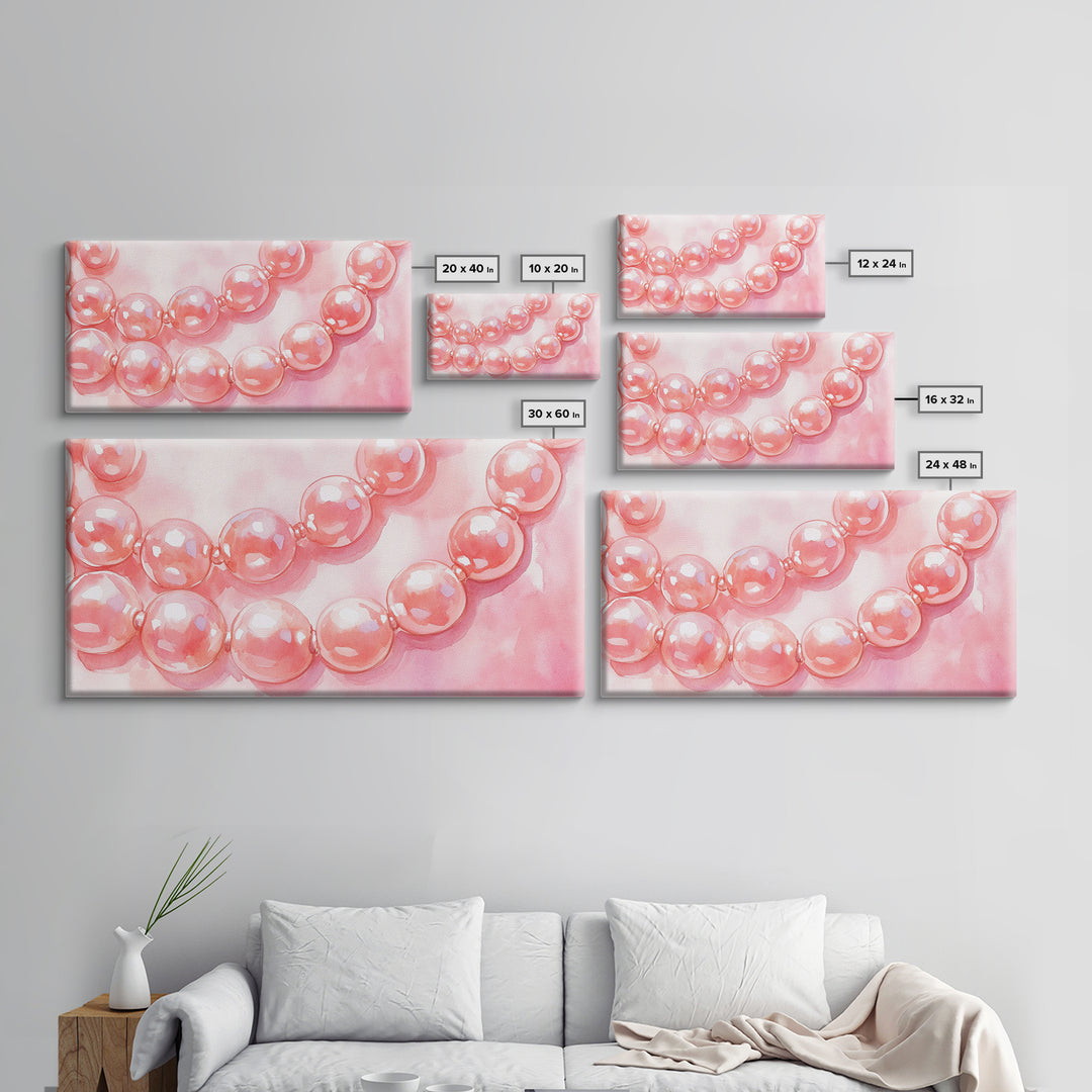 Blush Pearl Art Canvas Print Featuring Pearl Painting and Light Pink Wall Art Minimalist Art Gift Idea Guest Room Rustic Wall Decor