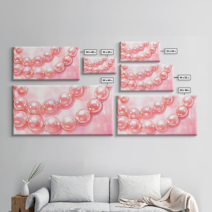 Blush Pearl Art Canvas Print Featuring Pearl Painting and Light Pink Wall Art Minimalist Art Gift Idea Guest Room Rustic Wall Decor