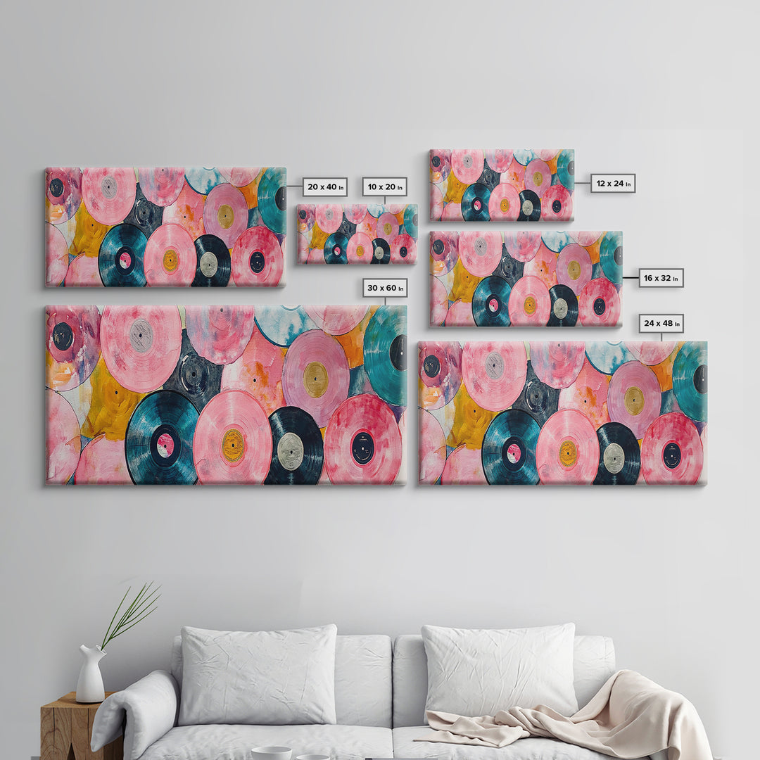 Retro Vinyl Records Canvas Print Lofi Art Chicano Wall Art Skinny Wall Art Living Room Decor Music Gift Idea Bedroom Art