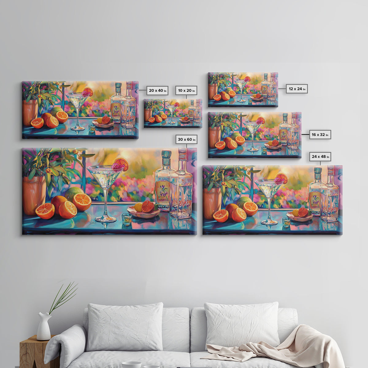 Citrus Cocktail Canvas Print Bright Bar Wall Art Vibrant Foodie Home Decor Kitchen Gift Idea Tropical Drinks Modern Party Art Unique