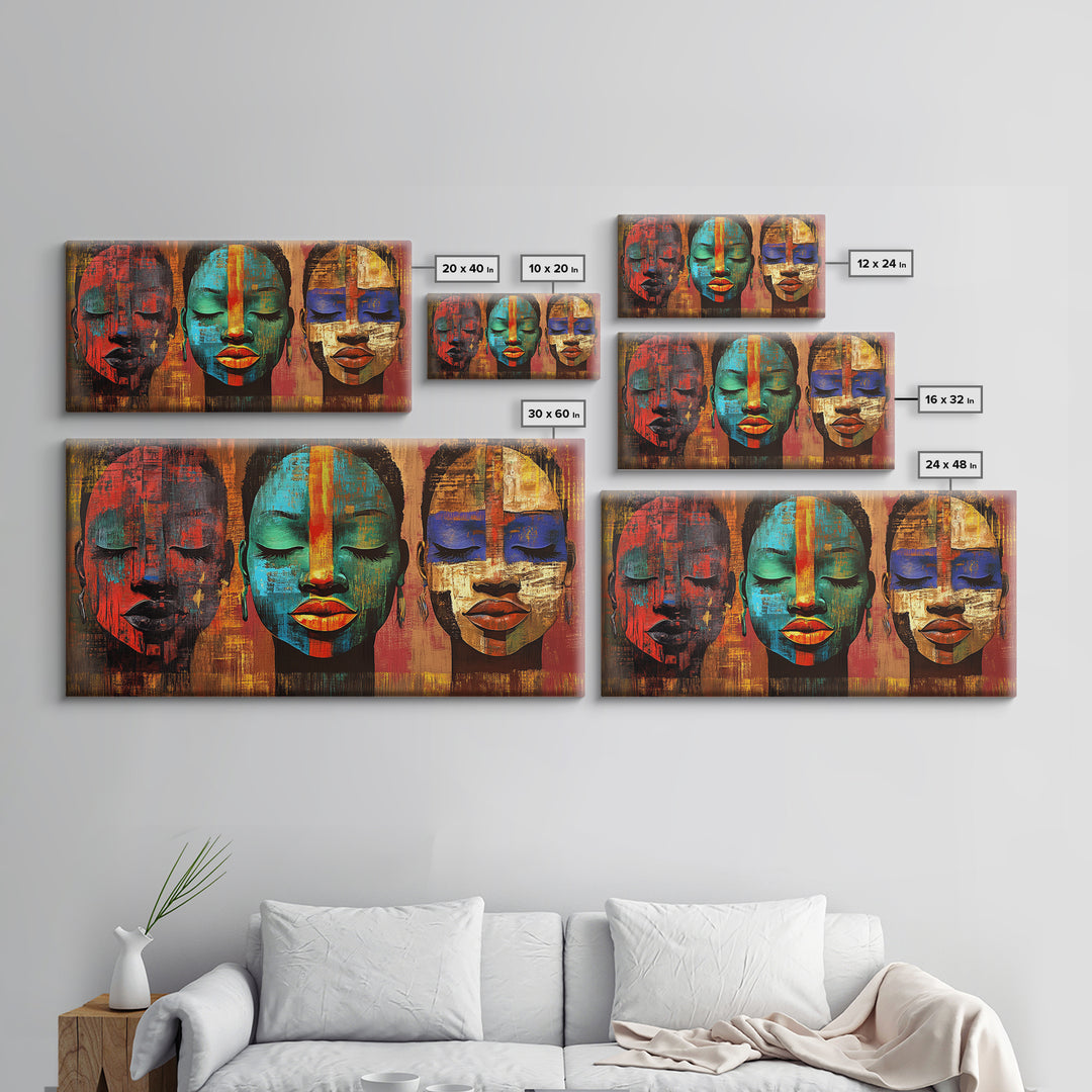 Vibrant African Art Canvas Print, Afrocentric Wall Art Decor, Colorful Moody Abstract Painting, Unique Therapy Art Gift Idea