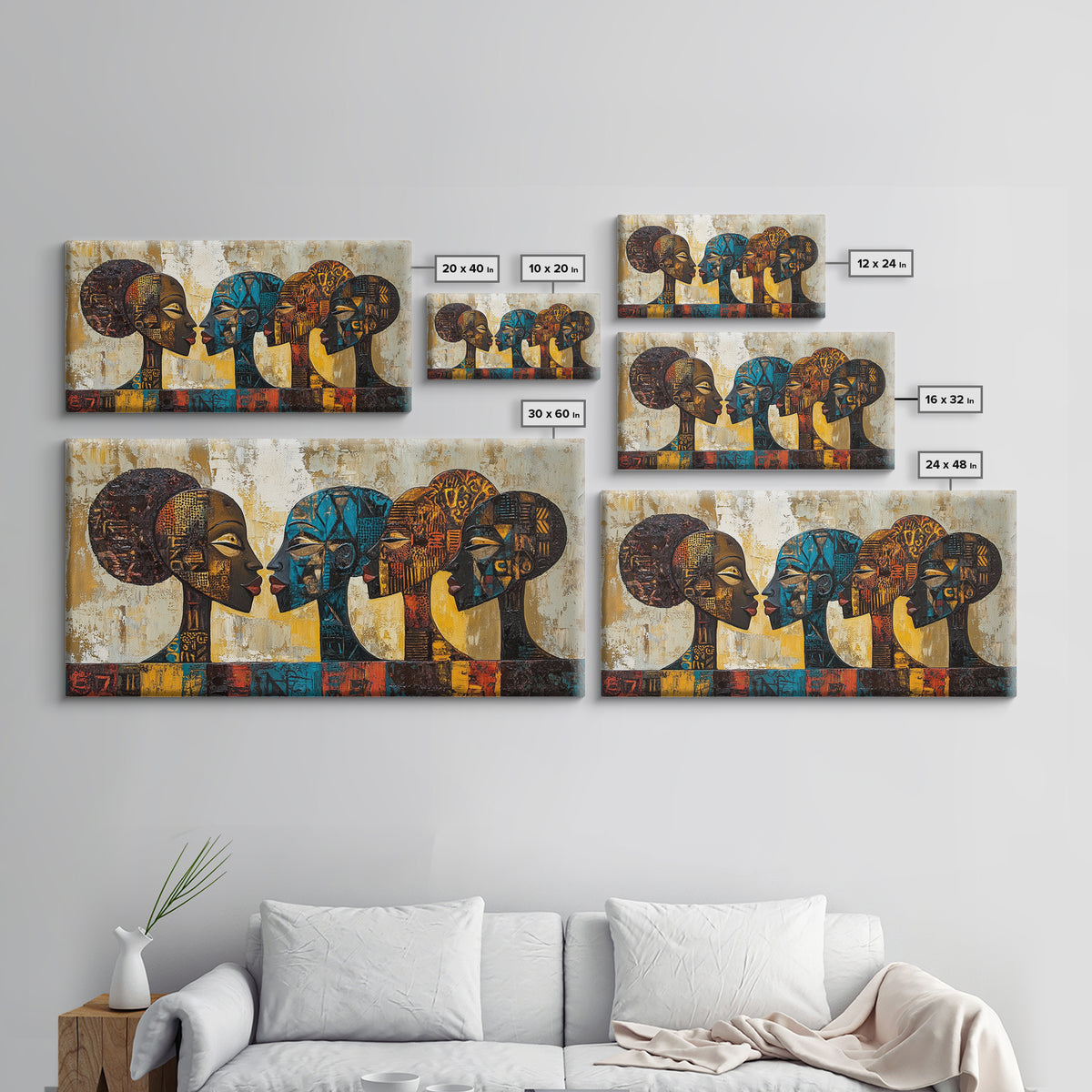 Afrocentric Geometric Art Framed Canvas Print, African Wall Decor, Bold Living Room Art, Unique Therapy Gift Idea Him Her