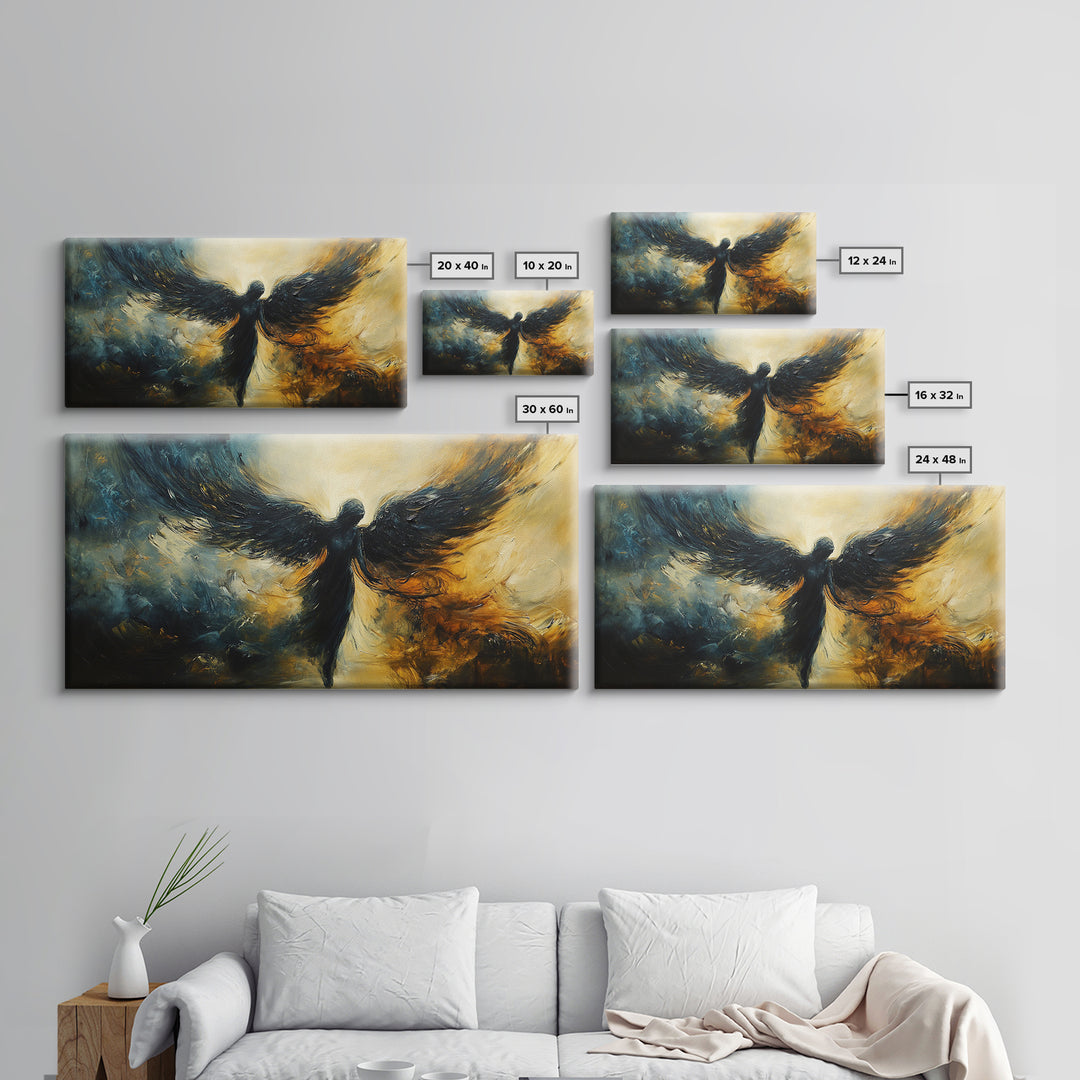 Dark Angel Framed Canvas Print with Moody Art and Dark Angels Wall Art Perfect Gothic Bedroom or Living Room Statement Piece