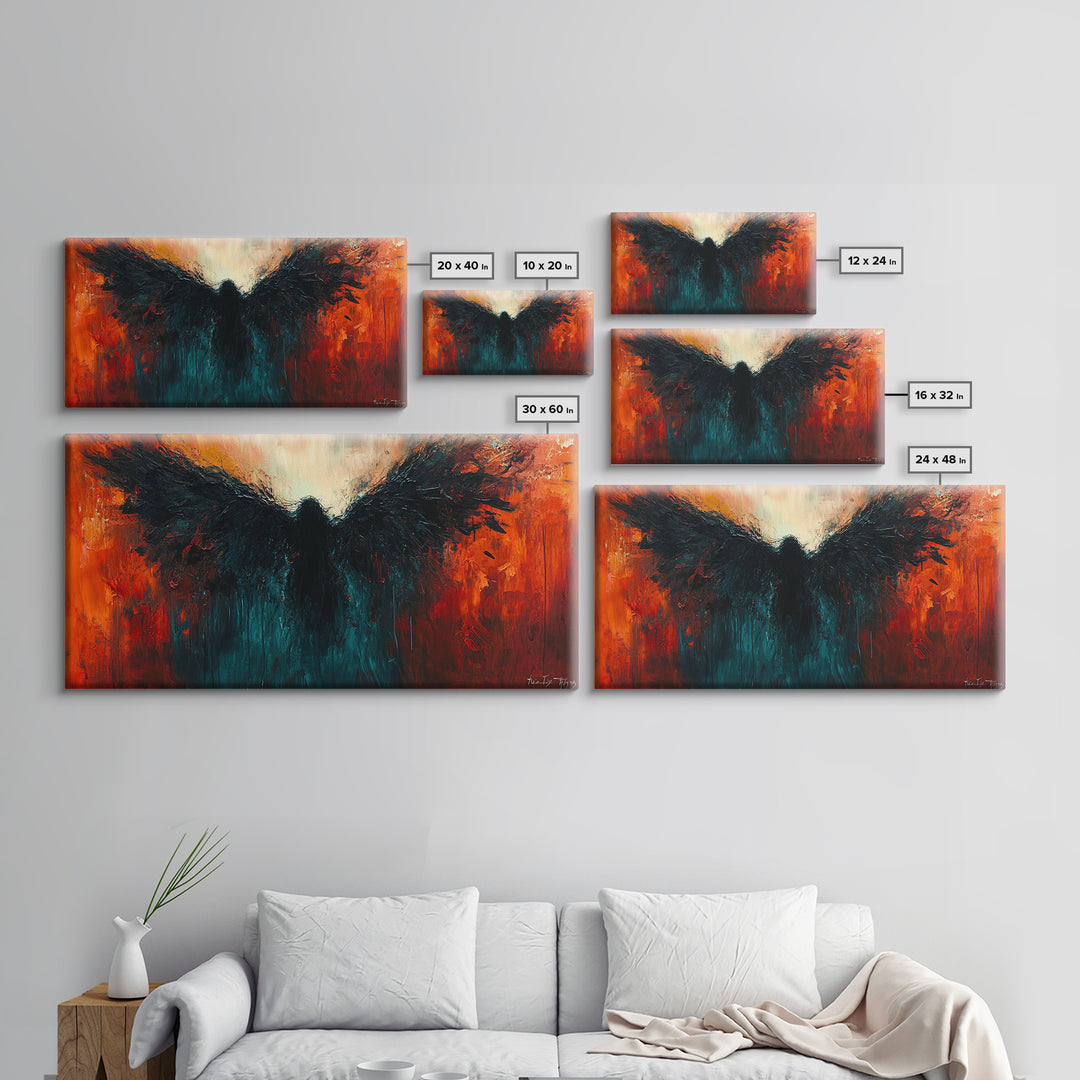 Phoenix Metal Inspired Framed Canvas Print with Bold Moody Art Stunning Southwest Wall Art for Bedroom or Living Room