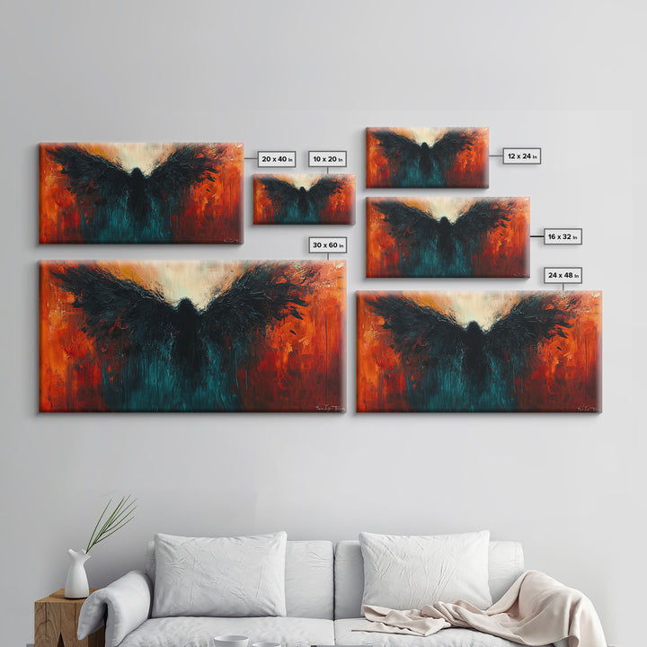 Phoenix Metal Inspired Framed Canvas Print with Bold Moody Art Stunning Southwest Wall Art for Bedroom or Living Room