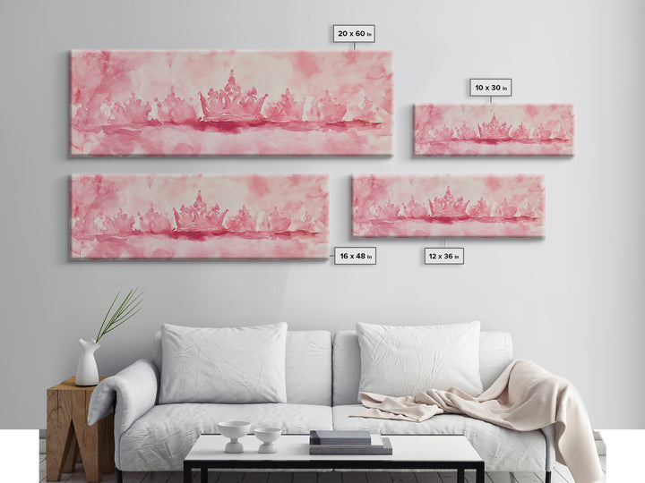 Pink Crown Canvas Print Minimalist Art Abstract Pink Wall Art Light Pink Bedroom Decor Princess Aesthetic Whimsical Art Wall Art