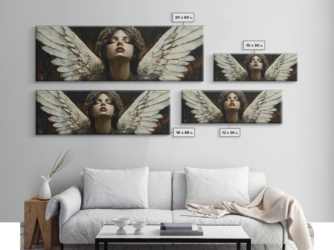 Angelic Portrait Canvas Print Goddess Art Print Dark Angels Wall Art Elegant Bedroom Decor Moody Painting Original Living Room Art