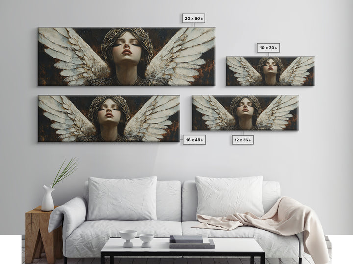 Angelic Portrait Canvas Print Goddess Art Print Dark Angels Wall Art Elegant Bedroom Decor Moody Painting Original Living Room Art
