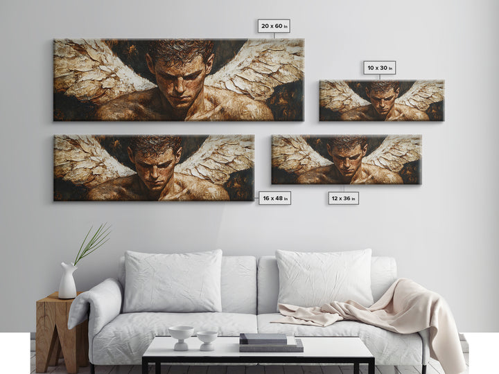 Brooding Angel Canvas Print Dark Romance Painting Moody Art Gothic Wall Art Bedroom Serenity Modern Rustic Living Room Decor