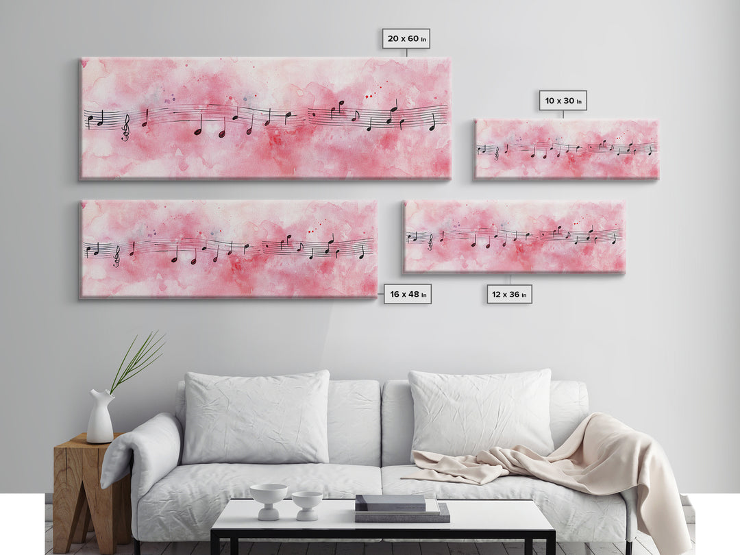 Musical Notes Canvas Print Artistic Sheet Music Wall Art Light Pink Abstract Artwork Rustic Wabi Sabi Art Living Room Decor Gift