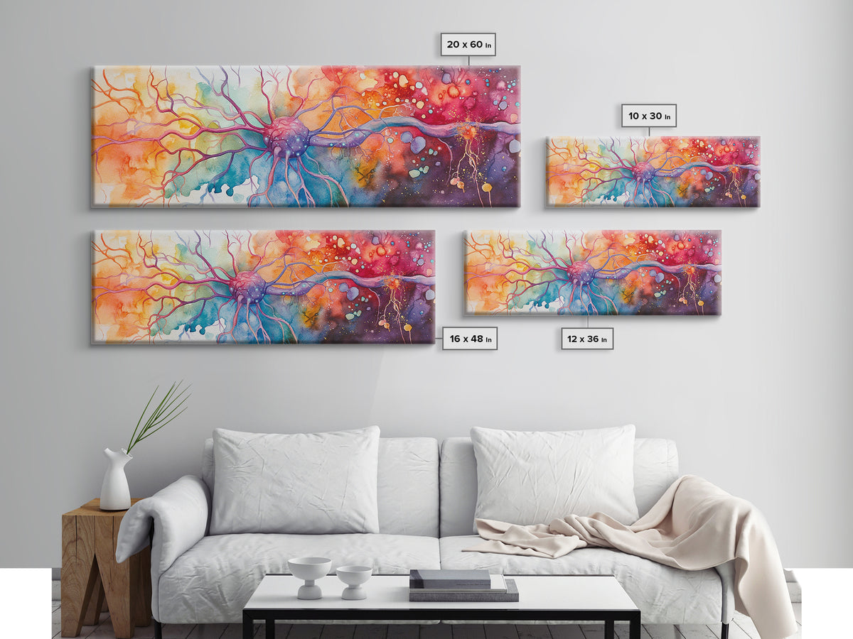 Neurons Framed Canvas Print Science Art Abstract Brain Art Whimsical Modern Wall Decor Perfect for Study Therapy Office Living Room