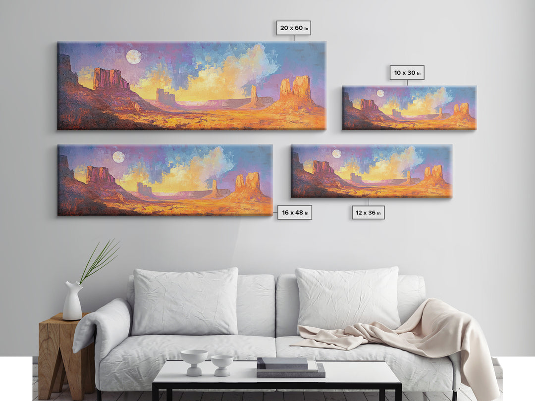 Desert Moonlight Glow Canvas Print, Moody Art, Above Couch Wall Art, Southwest Painting, Bedroom Art, Rustic Wall Decor, Gift Idea