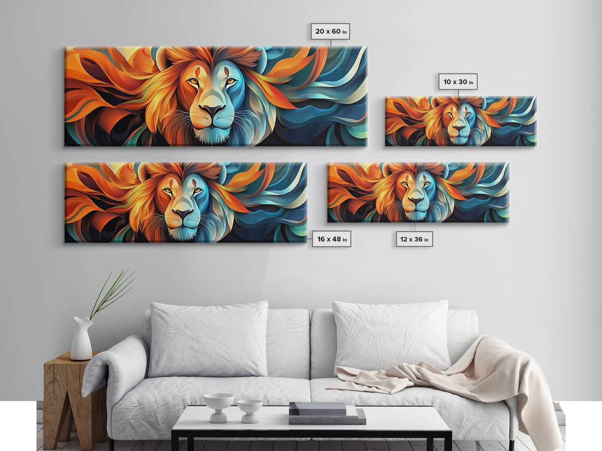 Bold Lion Profile Canvas Print, Whimsical Wall Art, Rustic Decor, Bedroom Art, Living Room Art, Vibrant Painting, Gift Idea